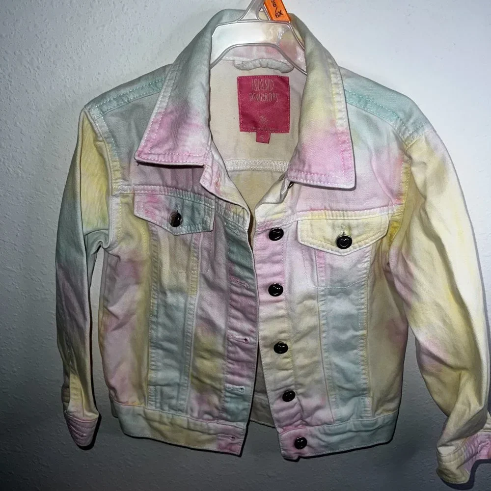 Island dewdrops kids pastel denim jacket size 5